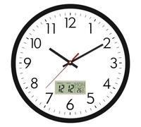 Lumuasky Black Wall Clock Silent Non-Ticking Modern Classic Analog Clocks Battery Operated with Perpetual Calendar for Office, Home, Kitchen, Bedroom, School, Living Room