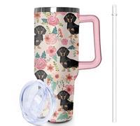 Lumumanber 40 oz Dachshund Tumbler with Handle and Straw, Dog Travel Mug Water Bottle, Stainless Steel Insulated Cup with Lid and Straw, Birthday Christmas Gifts
