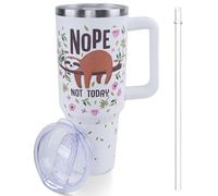 Lumumanber 40 oz Sloth Tumbler with Handle and Straw, Travel Mug Water Bottle, Stainless Steel Insulated Cup with Lid and Straw, Birthday Christmas Gifts