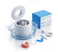 LUMYSPACE Ultrasonic Retainer Dental Cleaner Machine for Night Guards, Mouth Guards, Dentures, Jewelry, Aligner, Braces, Toothbrush with 2 Digital Timer Modes, 200ML, White