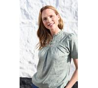 Luna 100% Cotton Jacquard Short Sleeve Blouse Lily & Me Olive 8