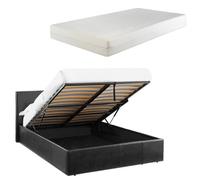 Luna 3Ft Single Black Ottoman Storage Bed With Gas Lift & 25Cm Thick Memory Foam Mattress - L: 203Cm X W: 108Cm X H: 88.5Cm
