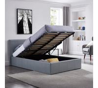 Luna 5Ft King Grey Ottoman Storage Bed With Gas Lift - Faux Leather Fabric & Sprung Slats Base - L: 213Cm X W: 168Cm X H: 88.5Cm