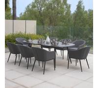 Luna 8 Seat Outdoor Fabric Oval Dining Set In Grey