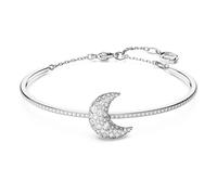 Luna bangle, Moon, White, Rhodium plated