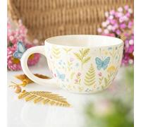 Luna Bloom Floral & Butterfly Ceramic Mug - Garden & Butterfly Lovers Tea Cup