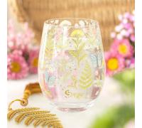 Luna Bloom Floral Stemless Glass - 450Ml, Elegant Spring Design