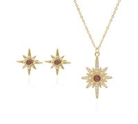 Luna Charles Star Birthstone Gift Set - Earrings & Necklace - 18K Gold Plated - January