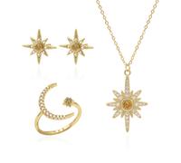 Luna Charles Star Birthstone Ring Gift Set - Earrings Necklace & Ring - 18K Gold Plated - November
