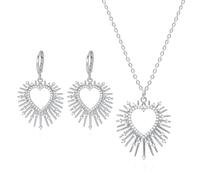 Luna Charles Starburst Heart Gift Set - Earrings & Necklace - 925 Sterling Silver