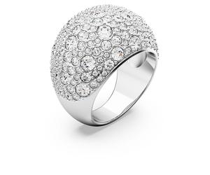 Luna cocktail ring, Moon, White, Rhodium plated
