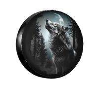 Luna De Lobo Negra Funda Cubierta Para Rueda Durable Funda De Llanta De Repuesto Antipolvo Cubierta Para Ruedas De Repuesto Para Autocaravana Remolques Trailer