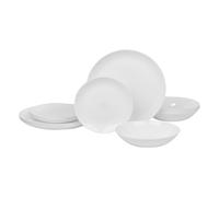 12/24 Pc Dinner Set Bowl Side Dinner Plate 12 or 24 Piece Smooth Plain or Wavy Service Set Dessert Cereal Bowl Plates (Luna Dinner - 12 Pcs)