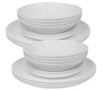 (Luna - Dinner, 24 piece) 12/24 White Glass Dinner Set Small Plate Soup Bowl