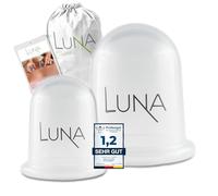 LUNA FitLines - Set of 2 Premium Silicone Cupping Glasses in Various Sizes - Includes Application Book - Finally No More Tension - Anti Cellulite Cupping