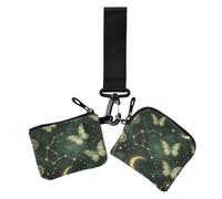 Luna Gothic Witch Cottagecore Spooky Dark Academia Women's Coin Pouches Card Holder Small Detachable Change Purse Wallet with Wristlet Strap for Women 2 Pcs