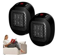 Luna Heater, Luna Heater Plug In, Lunaheater Portable 600w Power, Rapid Heating in 3 Seconds, Ptc Ceramic Heating Element, 12 Hour Timing Function, Heat Dissipation Protection Function (2pcs Black)