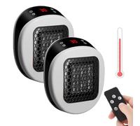 Luna Heater - Luna Heater Plug In, Lunaheater Portable Space Heater, Mini Heaters With Remote Control, Powerful Heat in 30 Seconds, PTC Ceramic Heating Element, Adjustable Temperature (White-2PCS)