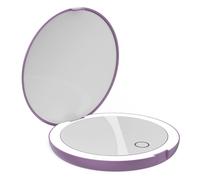 LUNA London Compact Travel Mirror | 7X Magnified Rechargeable LED Makeup Mirror in Lavender | Size: 1 Pack