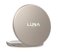 LUNA London Compact Travel Mirror | Travel Makeup with Light | LED Lighted Vanity with 3 Light Modes | 7X Magnification Folding Portable & Rechargeable | Soft Stone