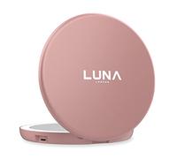 LUNA London Compact Travel Mirror | Travel Makeup with Light | LED Lighted Vanity with 3 Light Modes | 7X Magnification Folding Portable & Rechargeable | Rose Gold
