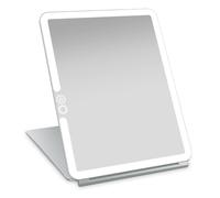 LUNA London Eclipse LED Lighted Travel Vanity Makeup Mirror | 3 Colour Light, Compact, Portable, Lighted, Rechargeable, Illuminated Mirror | Perfect for Travel, Makeup & Beauty Needs | Chalk Grey