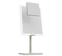 LUNA London ORBIT LED Vanity Mirror with Lights, 7X/1X Magnification, Dimmable & USB-C Rechargeable Tabletop Mirror - Soft Stone