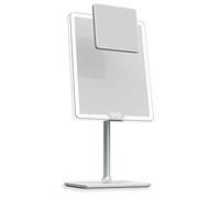 LUNA London ORBIT LED Vanity Mirror with Lights, 7X/1X Magnification, Dimmable & USB-C Rechargeable Tabletop Mirror - Chalk Grey