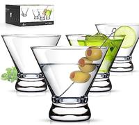LUNA & MANTHA Martini Glasses Set of 4, Stemless Martini Cocktail Glasses for Margarita, Manhattan, Cosmopolitan, Home Bar, Evening Parties, Birthdays, Housewarming Gift, Crystal Clear 8 OZ