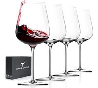 LUNA & MANTHA Red Wine Glasses Set of 4, Crystal Wine Glasses with Stem, Hand Blown 17oz, Perfect for Red White Gift Packaging for Daily Use, Father's Day, Wedding, Birthday