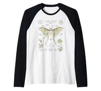 Luna Moth Anatomy Vintage Field Guide Diagram Art Raglan Baseball Tee