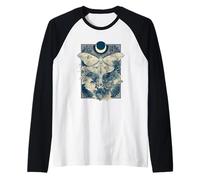 Luna Moth Art Witchy Nature Crescent Moon Floral Raglan Baseball Tee