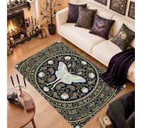 Luna Moth Botanical Quote Gothic Area Rug 4' X 6'