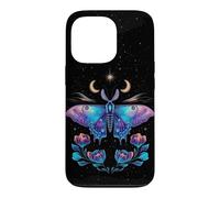 Luna Moth Crescent Moon Blue Purple Floral Celestial Galaxy Case for iPhone 13 Pro
