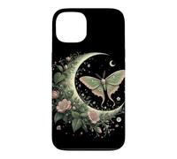 Luna Moth Crescent Moon Flowers Botanical Dark Cottagecore Case for iPhone 13