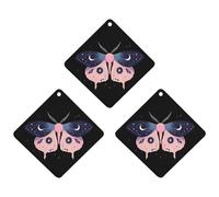 Luna Moth Cute Car Air Fresheners 3pcs Long Lasting Scent Car Mirror Hanging Scented Cards Tablets