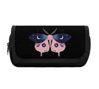 Luna Moth Cute Double Pencil Case Large Capacity Portable Pen Pouch with Zippered