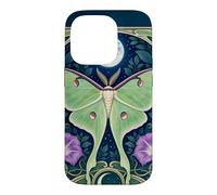 Luna Moth Full Moon Morning Glory Art Nouveau Case for iPhone 14 Pro