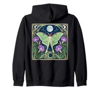Luna Moth Full Moon Morning Glory Art Nouveau Zip Hoodie
