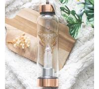 Luna Moth Glass Water Bottle with Clear Quartz Crystal