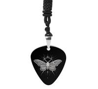Luna Moth Guitar Pick Pendant Necklace for Acoustic Electric Bass Players Guitar Accessories Guitarist Gifts