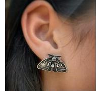Luna Moth Hoops Earrings Goth Insect n Moon Phase Ear Stud Hook Jewelry-2#Moth Stud Earrings