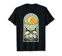 Luna Moth Moon Crescent Stars Flowers Celestial Nature T-Shirt