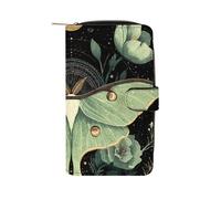 Luna Moth Moon Phase Plants Long Wallet Portable Card Holder Purse | Large Capacity PU Leather Wallet,Multifunctional Handbag,Daily Card Cash Purse,Clutch for Men Women