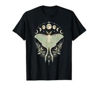 Luna Moth Moon Phases Cottagecore Insect Nature Floral Art Value Graphic T-Shirt