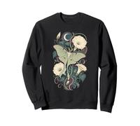 Luna Moth Moonflower Celestial Botanical Art Sweatshirt