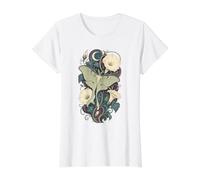 Luna Moth Moonflower Celestial Botanical Art Value Graphic T-Shirt, Women, White, S