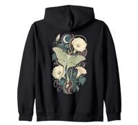 Luna Moth Moonflower Celestial Botanical Art Zip Hoodie