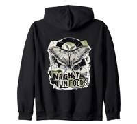 Luna Moth Night Unfolds Grunge Collage Zip Hoodie