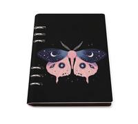 Luna Moth Trendy Notebook Binder A5 Slim Foldable Binder 6 Metal Ring Refillable Paper Notepad